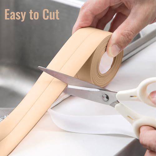 Image of Bath Sealant Strip Waterproof Caulk Tape Wall Corner Caulk Strip Sealing Tape Self Adhesive Simple Tape for Kitchen, Toilet Bathtub, Bathroom, Sink, Countertop and Floor Wall Edge Protector