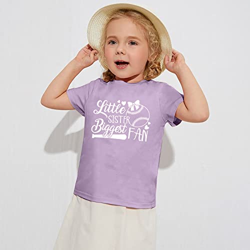 Image of FRYAID Toddler Baseball Sister Shirt Baby Girl Baseball Outfit Big Sister Shirt Birthday Girl T-Shirt Summer Cotton Tee Top