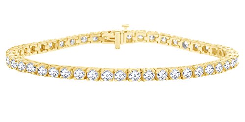 Affy Round Shape White Natural Diamond Solitaire Tennis Bracelet In 14K Rose Gold (9.10 Cttw) - 8.5" #TOP1