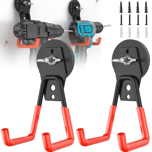 AIYOTAR Large Strong Magnetic Hooks Heavy Duty Garage Big Magnet Hooks Extra Strength Magnetic Utility Storage Hook Hanger with Anti Slip Coating for Garden Indoor Outdoor Hanging Tools 2 Pcs Orange