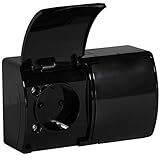 Photo Gallery koala - presa schuko, serie ip44, 2 prese, colore: nero Photo Gallery koala - presa schuko, serie ip44, 2 prese, colore: nero