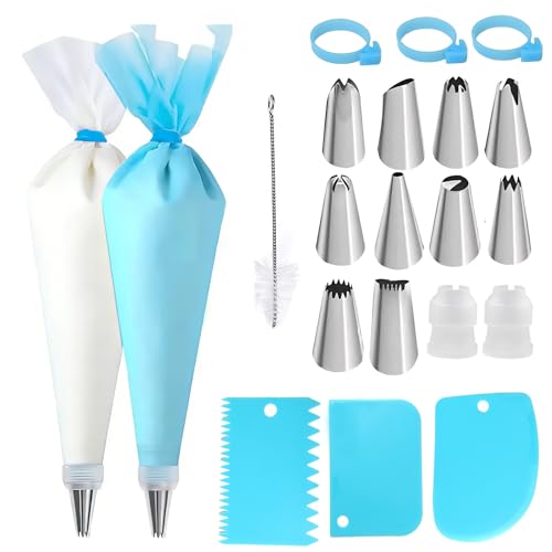 Opiniones de Duya los más solicitados. 50 Kit 40 Piezas Mangas Pasteleras Y Boquillas Para Pastelería, Incluye Mangas Pasteleras Desechables, Boquillas De Acero Inoxidable, Accesorios Para Repostería Y Pastelería