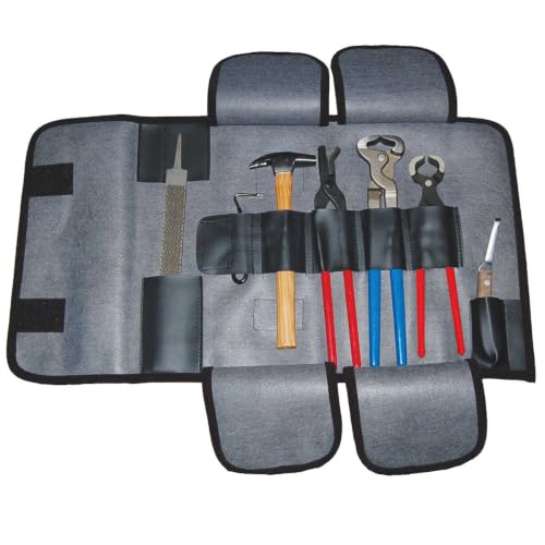 Country Pride Farrier Tool Kit 7-Piece Set Hoof Pick Nipper Hoof Knife Puller/Spreader Rasp Clincher Hammer Roll-Up Bag for Horse Hoof Care and Maintenance