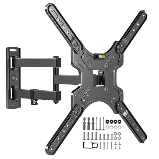 Full Motion TV Wall Mount for Most 26-55 Inch TVs, Corner Wall Mount TV Bracket with Tilt Swivel and Articulating, Single Stud Center Design Fits Flat/Curved TVs, Max VESA 400x400mm Up to 77 lbs