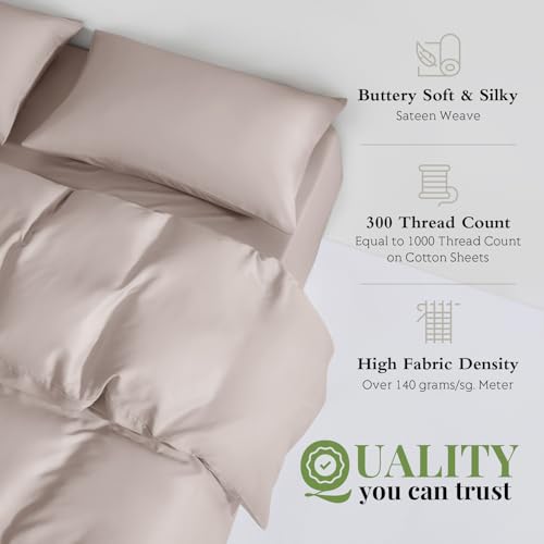 Twin/Twin XL Duvet Cover Set, 100% Viscose Derived from Bamboo, 2 Pieces, 1 Zipper Closure Duvet Cover (70"x90") and 1 Pillowcases (20"x30") Cooling & Silky Soft (Light Pink)