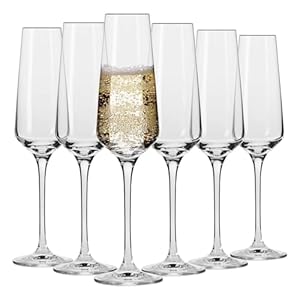 Krosno Crystal Champagne Flute Glasses, Set of 6, 6.1 oz, Avant-Garde Collection, Classic Shape for Timeless Style, Ideal for Mimosas, Prosecco, Sparkling Wine, Dishwasher Safe, Made in Europe