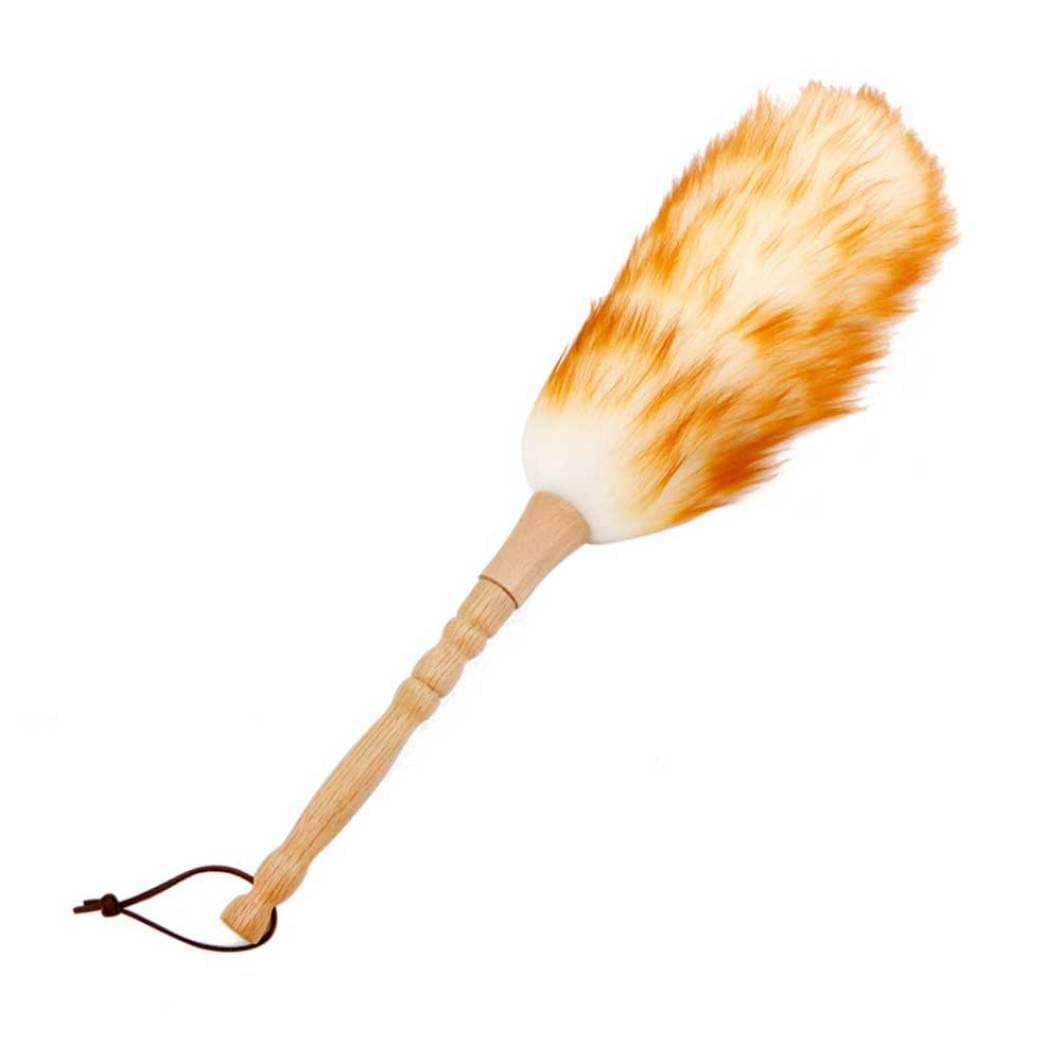 Hintyne Lambswool Duster Lambswool Duster Soft Fluffy Wool with Wooden Handle Anti Static Cleaning Brush Wool with Handle