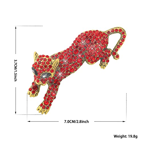 Image of Fashion Women Men Vintage Leopard Brooch Colorful Full Rhinestones Crystals Wild Animal Corsage Lapel Pin Birthday Gift Party