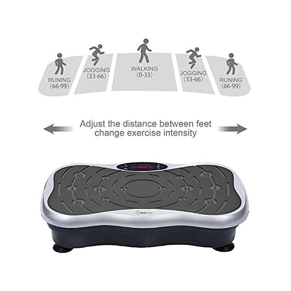Real Relax Mini Vibration Plate Exercise Machine Full Whole Body Workout Home Massager and Fitness Platform Weight Loss & Toning, with Resistance Band，Remote Control and Support 330Ibs，Silver