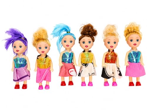 Image of Mini Fashion Dolls for Girls, Multicolor Princess Doll Set, Pack of 6