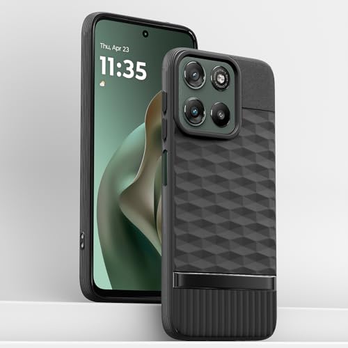 Image of Pikkme Back Cover for Motorola Moto G67 Power 5G / G57 Power 5G Camera Protection 3D Hexa Cube Design Silicone Protective Bumper Case (Black)