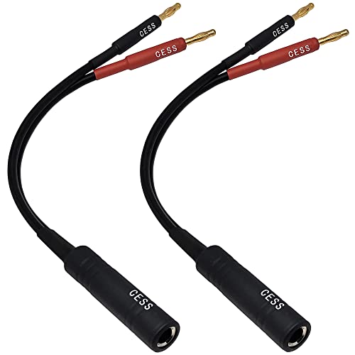 Cess-020 1/4 Inch Ts To Dual Banana Plug Speaker Adaptor, 6 Inch - Mono 6.35Mm Female Jack To Banana Cable - 2 Pack #TOP2
