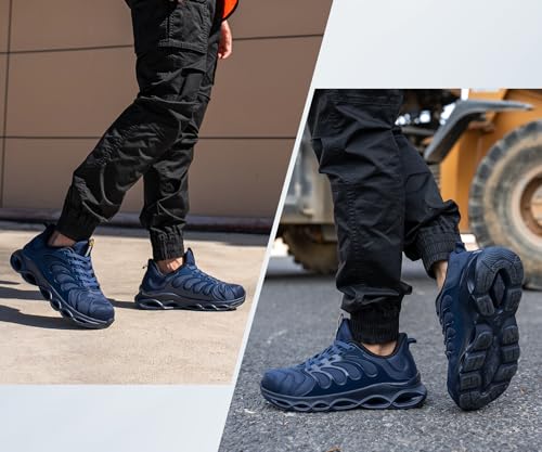 Image of Steel Toe Shoes for Men Comfortable Safety Shoes Work Lightweight Steel Toe Sneakers Breathable Safety Sneakers Industrial Work Footwear