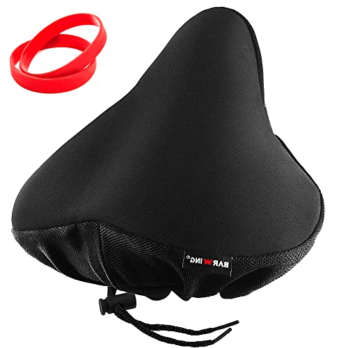 BARWING Bike Seat Cushion,Padded Gel Exercise Bike Seat Cover for Women Comfort, 11.5×9.5 inch Extra Wide and Soft Bicycle Seat Accessories for Spin,Stationary,Mountain Road Bike