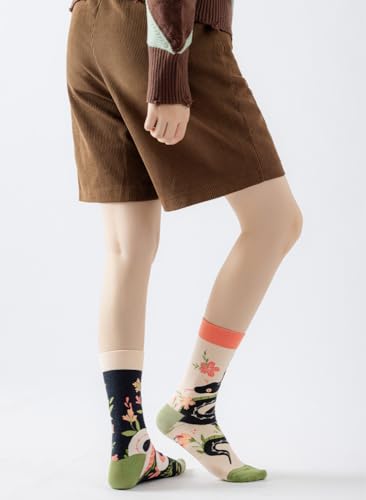 Image of 2 Pairs Cartoon Animal Crew Socks Fun Cotton Mid Calf Socks for Women