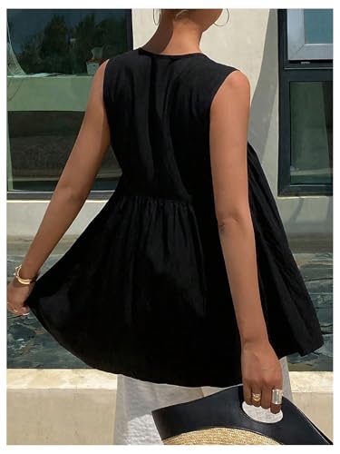 SweatyRocks Women's Summer Ruffle Tank Tops Sleeveless V Neck Loose Flowy Tunic Shirts2