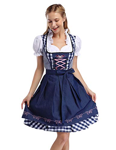 HA-EMORE Duitse Dirndl-jurk voor dames, kostuums 3-delige set voor Oktoberfest-carnaval - Afbeelding 4