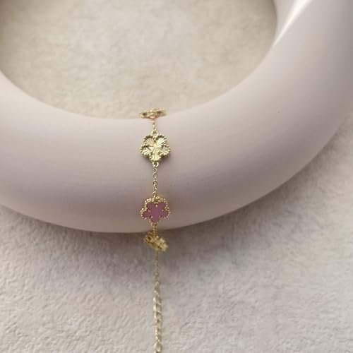 Gold Bracelets for Women Trendy 14K Real Gold Plated Four Leaf Clover Lucky Bracelet Everyday Jewelry Gifts for Women4