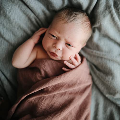 Image of mushie Muslin Baby Swaddle Blanket | 100% Organic Cotton (Cedar)