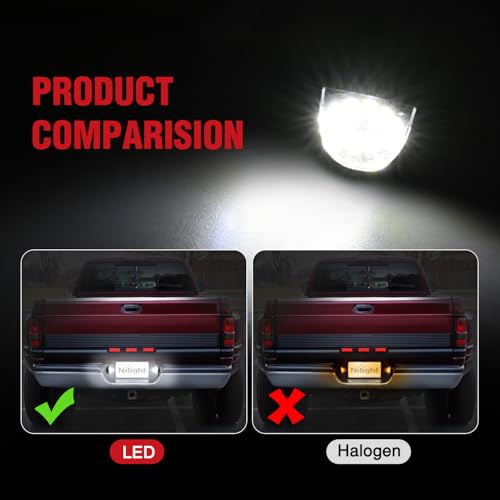 Image of Nilight License Plate Light Compatible with 1994 1995 1996 1997 1998 1999 2000 2001 Dodge Ram 1500 2500 3500 2002 RAM 2500 3500 6000K White 2PCS Pack | Compatible with 1994 1995 1996 1997 1998 1999 2000 2001 Dodge Ram 1500 2500 3500 2002 RAM 2500 3500 6000K White