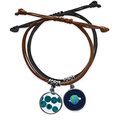 Pulsera de cuerda azul con detalles de cuero y foto personalizada