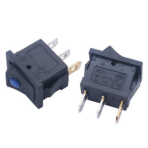 Mxuteuk 8Pcs 12V Blue Light Illuminated Snap-In Boat Rocker Switch Toggle Power Spst On-Off 3 Pin Ac 250V 6A 125V 10A, Use For Car Auto Boat Kcd1-102Nbu-My #TOP3