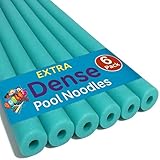 Oodles of Noodles Deluxe Foam Pool Noodles - Pack of 6 - approx. 48 inch x 2.5 inch Hollow Core Foam Tube | Extra Dense, Durable, Buoyant Swim Noodles for Pool, Beach, Crafts, DIY Projects, Insulation