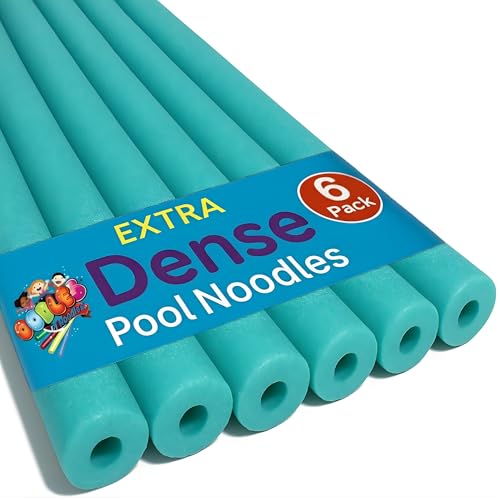 Oodles of Noodles Deluxe Foam Pool Noodles - Pack of 6 - approx. 48 inch x 2.5 inch Hollow Core Foam Tube | Extra Dense, Durable, Buoyant Swim Noodles for Pool, Beach, Crafts, DIY Projects, Insulation
