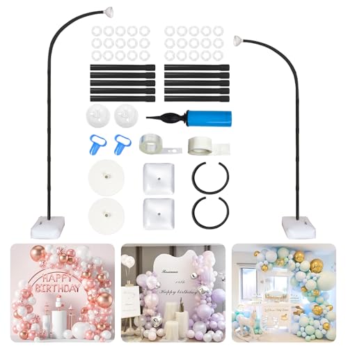 Supporto per arco per palloncini regolabile da 8 a 6 piedi, con base, set di arco flessibile con supporto per compleanno, matrimonio (nero)