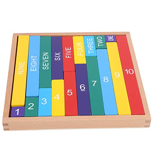 Montessori Brinquedos de matemática, subtração de madeira para contagem de varetas de adição e placa