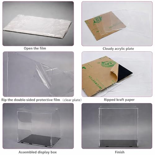 Image of Fully Assembled Acrylic Display Case with Black Base, Clear Cube Dustproof Acrylic Display Box for Collectibles, Alternative Glass Case with Black Stand for Display, 6x6x6Inch