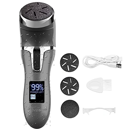 Electric Foot Callus Remover, Rechargeable Feet Callous removers, 3 Grinding Heads Portable Waterproof Foot File, Professional Pedicure Tools Feet Care for Dead, Hard Cracked Dry Skin-Black 2000mAh