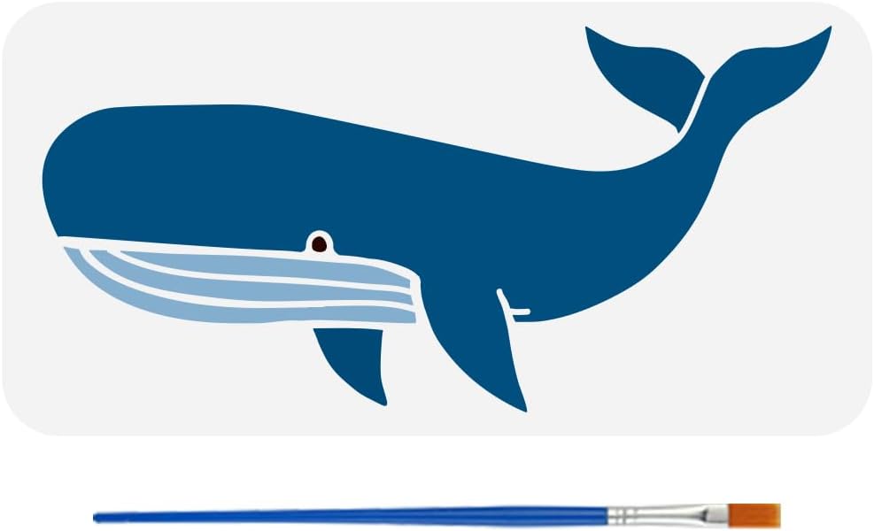 FINGERINSPIRE Humpback Whales Stencils with Brush 11.8x5.9Inch Reusable Marine Life Stencils PET Whales Decoration Stencils Marine Animals Pattern Stencils Ocean Themes Template for Wood Wall Fabric