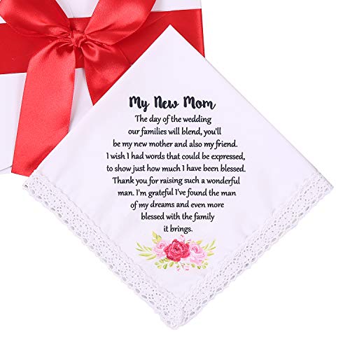 Wedding Handkerchief for New Mom, Wedding Gift for Groom's Mother, New Mom Hankie from Bride, Wedding Keepsake (New Mom)