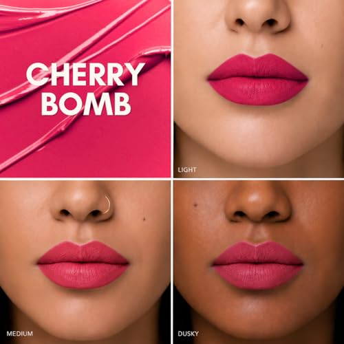 Image of Liquid Matte Lipstick - Cherry Bomb, Cherry Pink Red | Food-Proof, Transfer-Proof, Lightweight | Lasts Up to 8 Hours | 5 ml