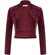 Belle Poque Women's Vintage Cropped Shrug Open Front Long Sleeve Ruffled Bolero Cardigan…
