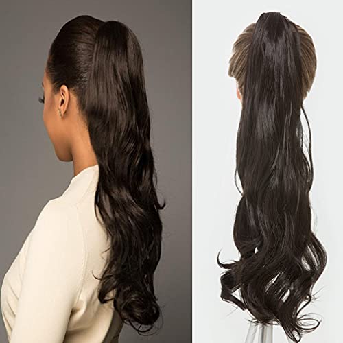 Bingsing Curly Ponytail Extension Dark Brown 1Pc Premium Ponytail Hair Extension Wavy Curly Ponytail Extension With Claw