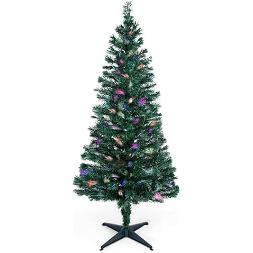 Flexible Flyer 7.5 Ft Pre-Lit Christmas Tree. Full Evergreen Fir with Lights. Artificial Faux Xmas Pine Spruce
