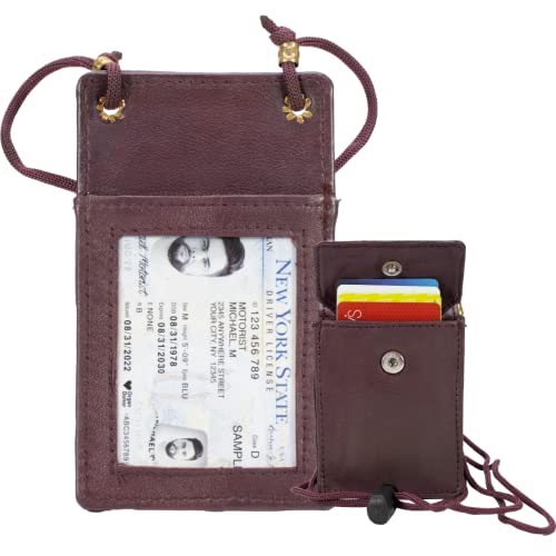 Paul Walter-New Genuine Leather ID Holder Neck Strap Wallet Pouch Card Organizer Office,School,Work,College