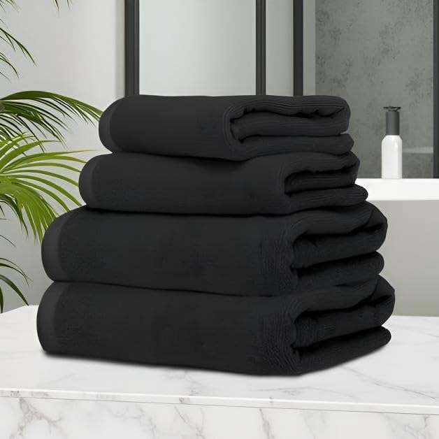 Ruggeri 4 Handtuch Set 2 Handtuch 2 Gästetuch Baumwolle, Schwarz – Ansicht 2