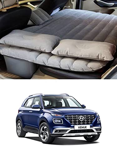 MATIES Waterproof Premium Finish & Plush Look Silver Inflatable Car Bed with Two Air Pillows, Car Air Pump and Repair Kit for Venue