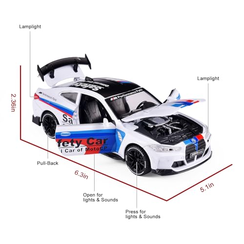 Auto a Escala 1:32 Diecast con Sonido y Luz Blanco miniatura 4