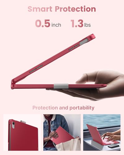 Image of typecase Flexbook Trackpad-Free Keyboard Case for iPad A16 11th /10th Gen | 360 Rotating, 11-Color Backlit Keys, Pencil Holder; Fits iPad A16 11″ (2025) & 10th Gen 10.9″ (2022), Pink