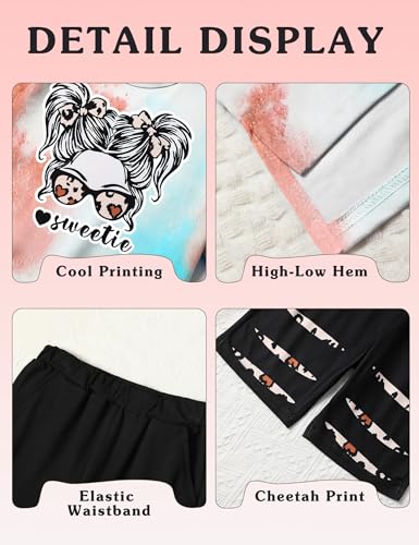Image of Girls Clothes Short Sleeve Tie Dye Top Shorts and Pants 2PCS Girls Summer Outfits Size 6-16