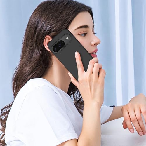 Image of Tobfit Silicone Case for Google Pixel 9 & Google Pixel 9 Pro - Soft Flexible Skin-Friendly Shockproof Protective Matte Cover - Black