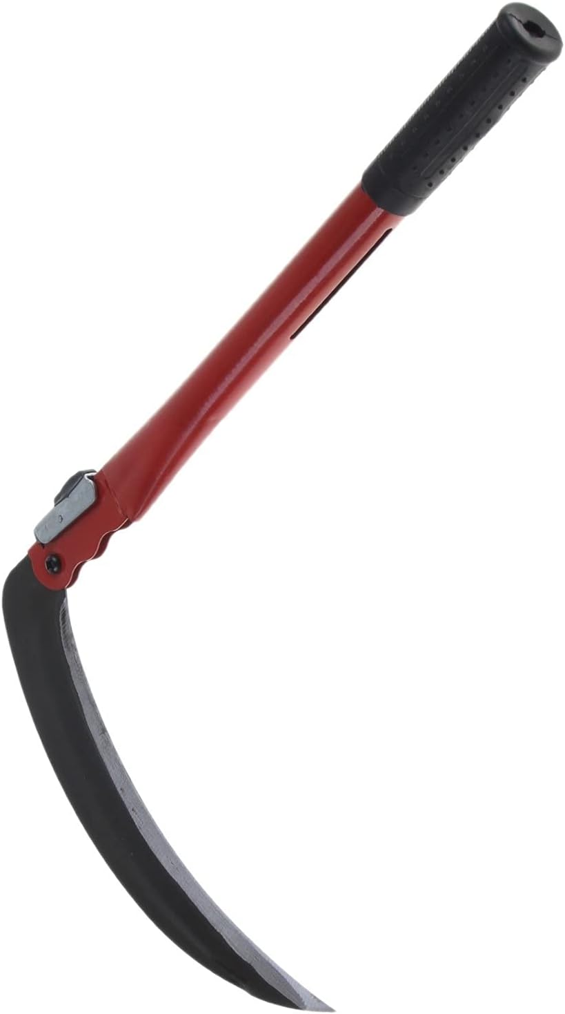 Folding Sickle Carbon Stainless Steel Grass Lawn Gardening Farming Portable Safety Sickle Farming Weed Remover Scythe Blade Cutter Grafting Knife Brush Cutter Hand Saws for Cutting (Small 42 x 23 cm) image 4