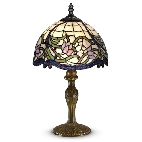 Home Supplies Elegant Floral Tiffany Lamps Stained Glass Handmade Tiffany Vintage Bedside Table Lamps for Living Room Bedroom and Lounge (8 inches)