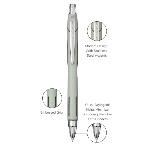 Image of Uni-Ball Jetstream RT Ballpoint Pen, Fine Point (0.7mm), Sage Barrel, Black Ink, 6 Pens