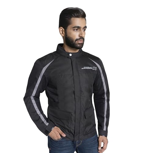Image of HARLEY-DAVIDSON X TourX Edge Riding Jacket | 100% Polyester with Breathable Mesh Lining | Reflective Prints, Mandarin Collar & Contrast Piping | Durable, Lightweight & Stylish Motorcycle Jacket