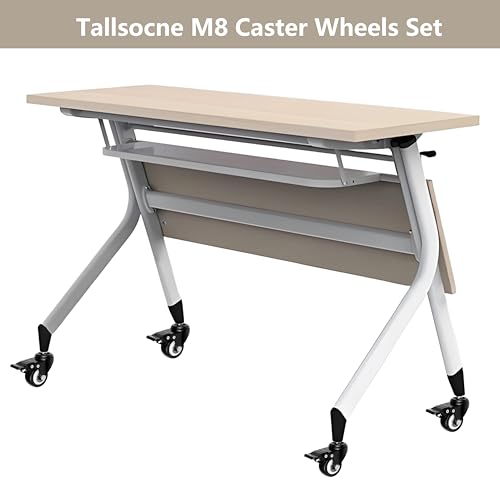 Heavy Duty Swivel Caster Wheels with Dual Brake, 2-in M8x15mm, 12 Pcs | 400 lb Capacity, 360 Degree Polyurethane Locking Casters, No Noise, M8 Threaded Stem Wheels for Desk Workbench Cart